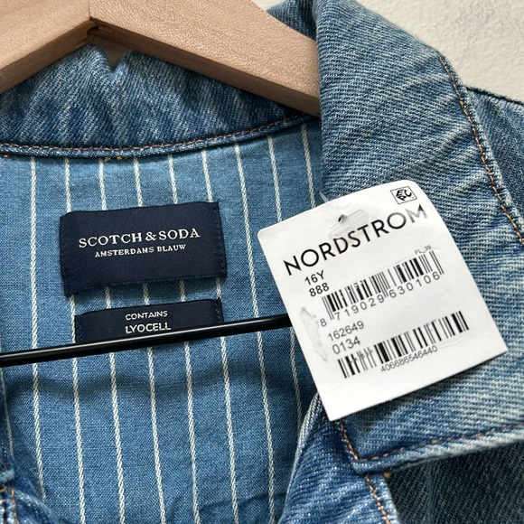 NWT Scotch & Soda Balloon Sleeve Straight Leg Denim Jumpsuit Washed Indigo sz S - Picture 10 of 16